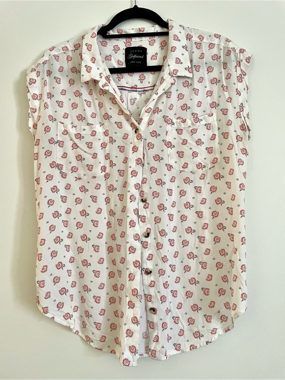 Jachs Girlfriend White Blouse with Coral Floral Detail